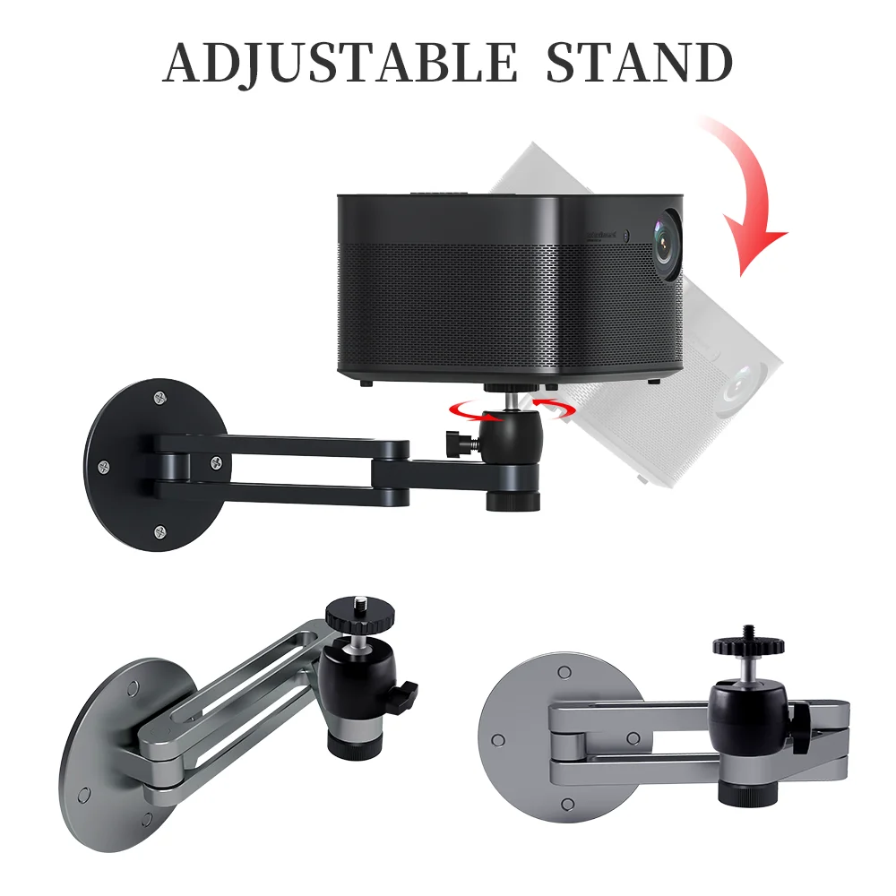 Foldable Projector Stand with Tray Universal Aluminum Adjustable Sturdy Wall Mount Bracket Suit for XGIMI 10KG Loading Capacity