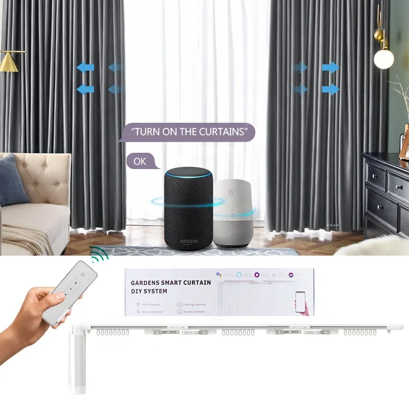 

Gardens Wifi Electric Curtain Motor Auto Motorized Track Smart App Remote Control Window Electric Curtain 1.2m