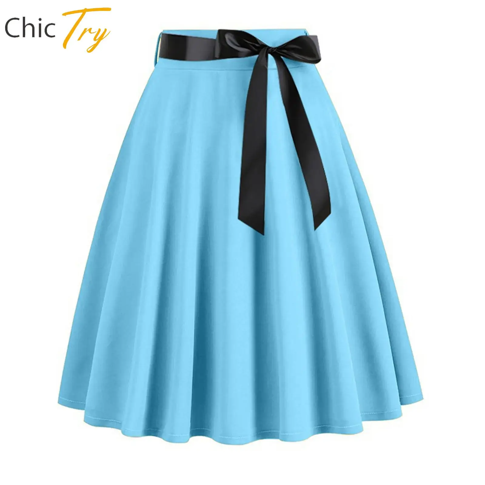 

Womens Ladies Fashion Y2K Skirts Swing Skirt+Ribbon Belt Suit Solid Color Midi Skirt 2025 Casual Office Holiday Party Daily Wear