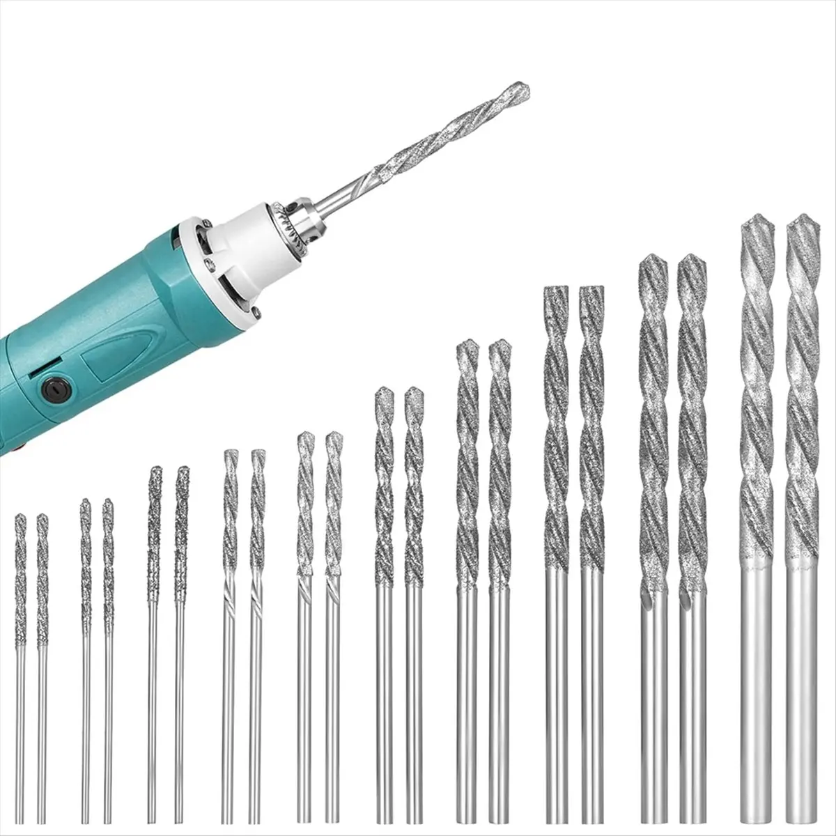 X16A Hot 20 Pcs Drill Bits Set, Drill Bits for Stone, Twist Tip Drill Bit Heavy Drill Bit Set for Glass Jewelry