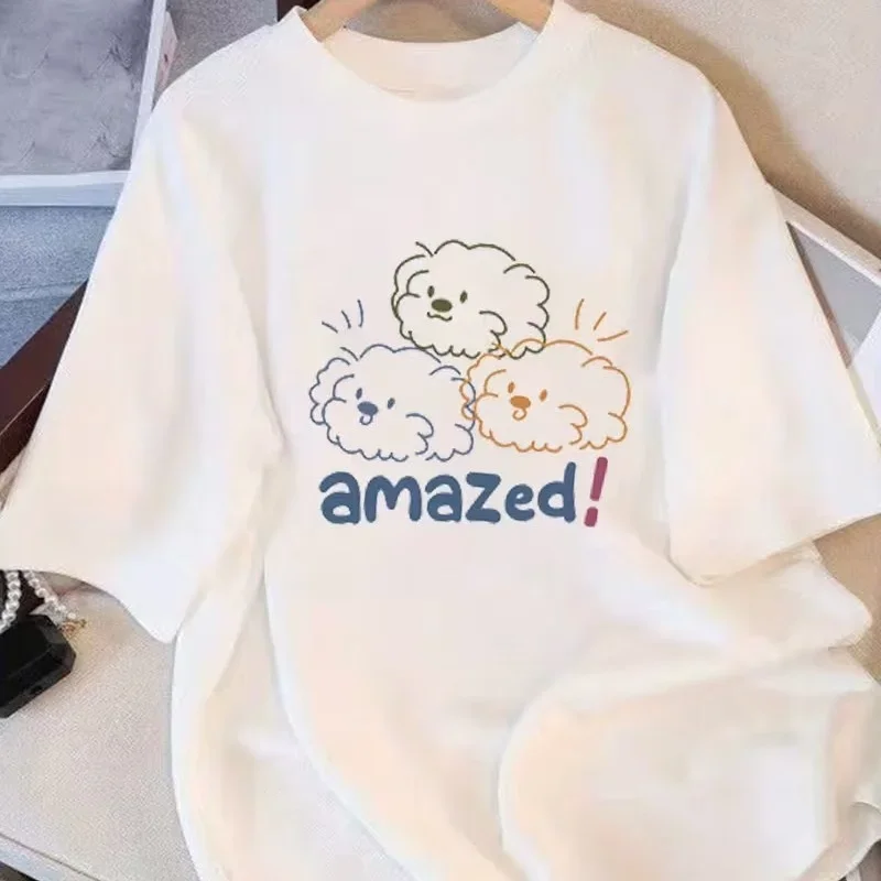 Cute Amazed Fluffy Dogs T-Shirt Adorable Three Puppies with 