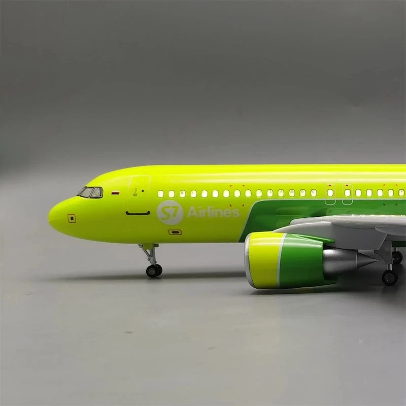 New 47CM 1/80 Airplane A320 NEO Siberia S7 Airlines Model Light & Wheel Landing Home decor Gear Diecast Resin Plane Model