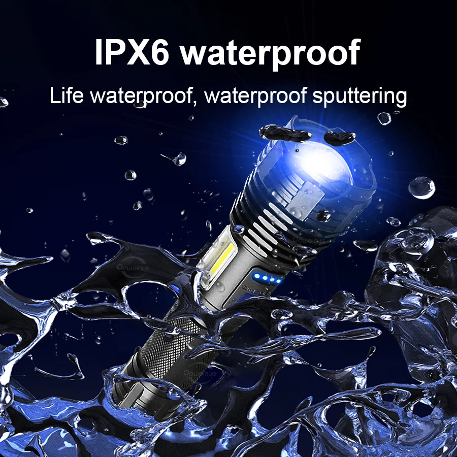 Most Powerful LED Flashlight High Power USB Rechargeable Tactical Torch Light 4000M Super Bright Outdoor Fishing Hunting Lantern