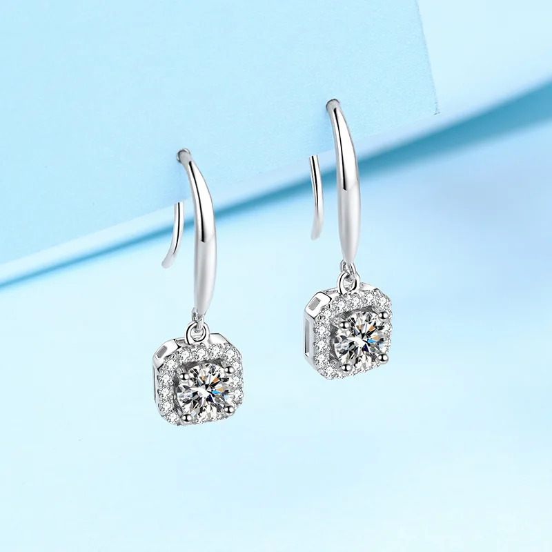 

Female Moissanite Square Bag Earrings Exquisite Quality