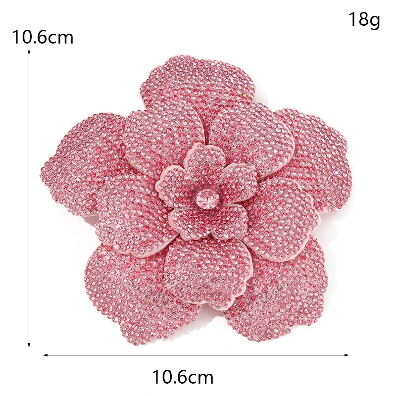New Rhinestone Camellia Brooches for Women Fabrics Flower Corsage Jewelry Wedding Party Badge Lapel Pins Accessories