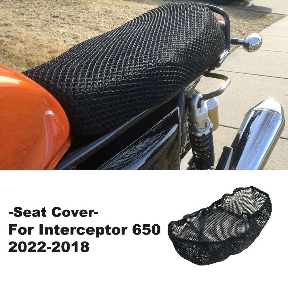 

For Royal Enfield Interceptor 650 2018-2022 2021 Motorcycle Seat Cover 3D Mesh Fabric Non-Slip Breathable Protection Cushion