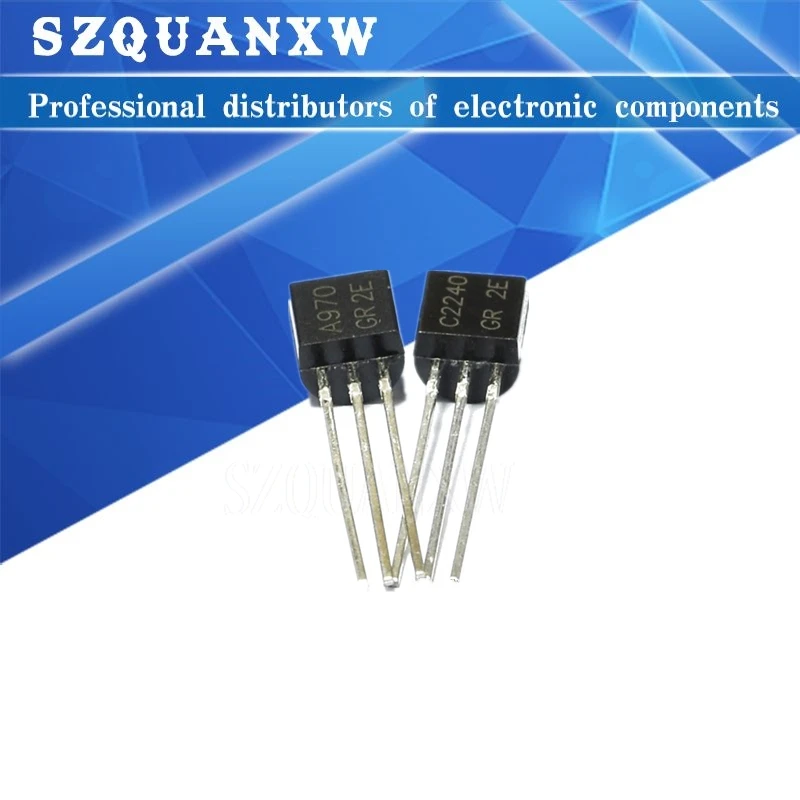 100pcs 2SA970 2SC2240 TO92 (50PCS* A970 +50PCS* C2240 ) TO-92 Bipolar Transistors - BJT NPN new and original