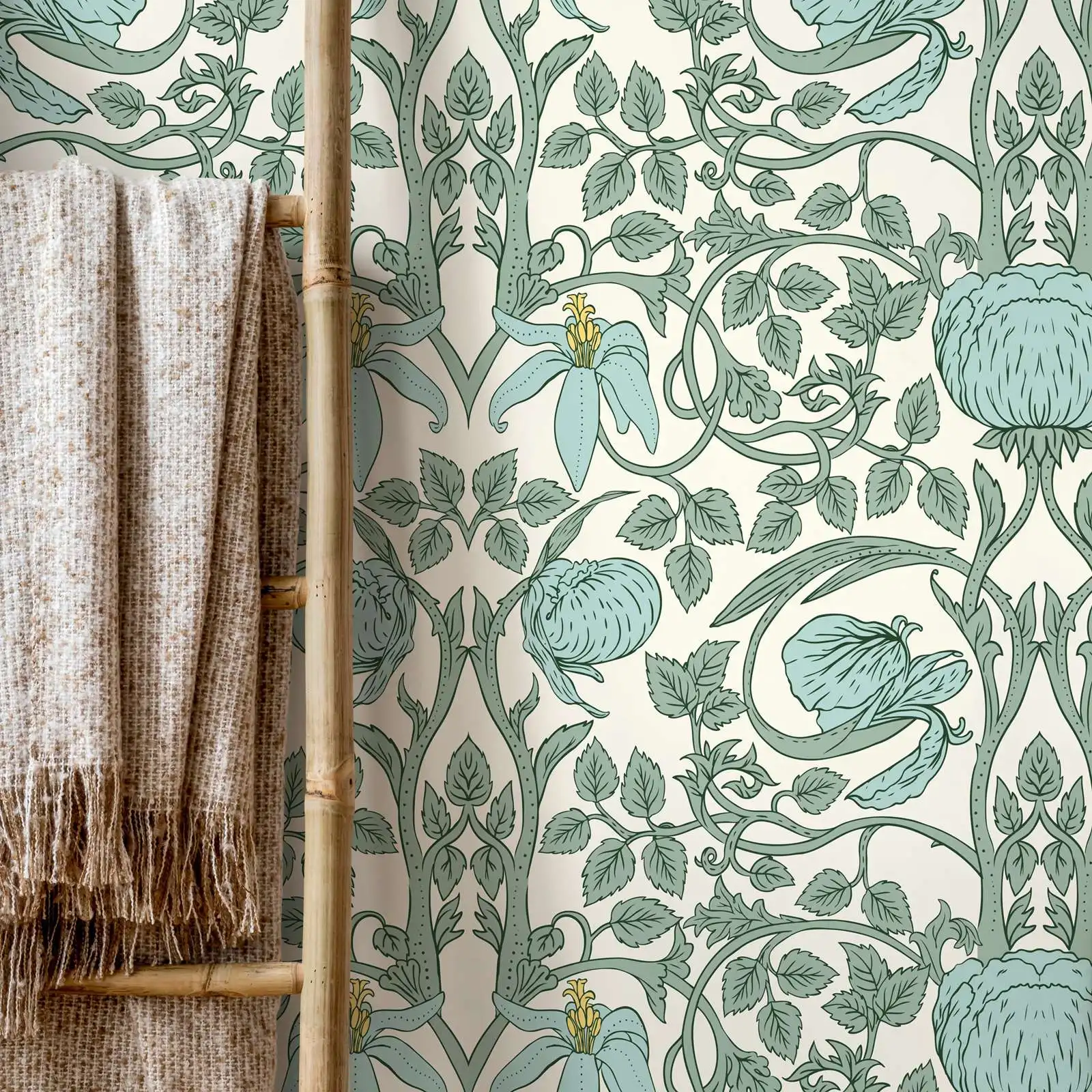 ورق جدران الباستيل آرت نوفو، ورق جدران قابل للتقشير واللصق لتزيين المنزل / ديكور جدار فني جداري، أو جدارية جدارية غير معجونة للتقليد #2