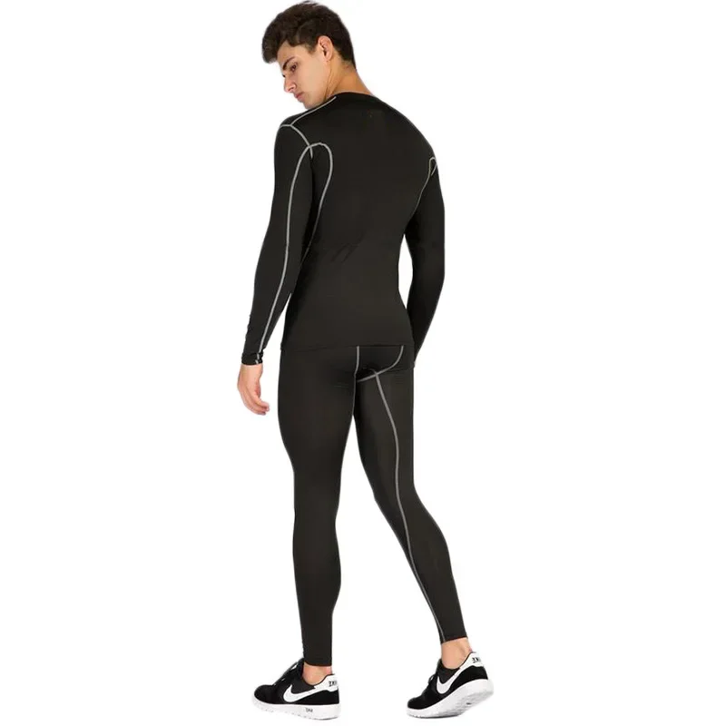 1pcs Men\'s Long-sleeved Thermal Underwear Male Tight Fitting Fast Dry Elastic Fitness Suit Set Man Autumn Winter Sprots Wear