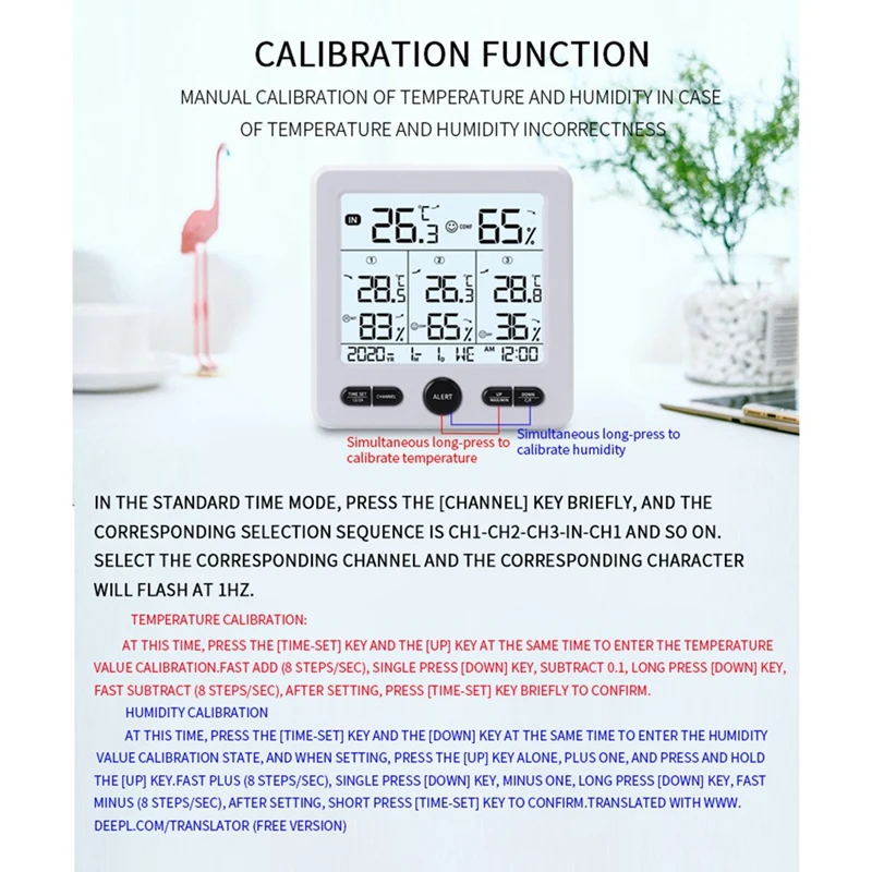 Termômetro digital higrômetro interno externo multifuncional temperatura umidade com sensor sem fio branco
