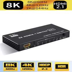 HDMI 2.1 Switch 4K 120Hz 8k 60hz 5x1 HDMI Switcher 48Gbps HDR10 3D Audio Video Converter 5 in 1 Out for PS4 PS5 Xbox PC To TV