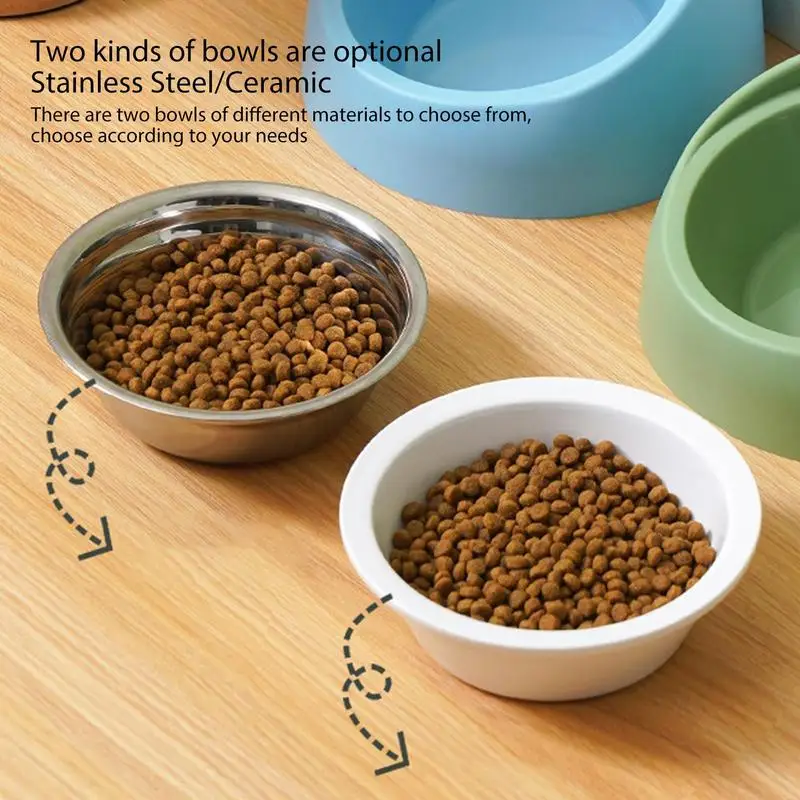 Cat Dog Bowl 15 Degrees Raised Non Slip Puppy Base Cat Food Drinking Water Feeder Tilt Safeguard Neck Pet Bowl