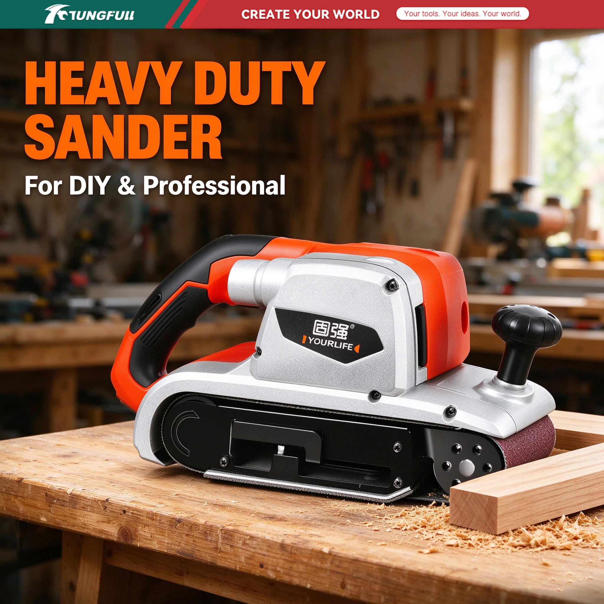Portable Sanding Belt Machine Handheld, Belt Sander for Wood Furniture Putty Polishing, Woodworking Tool