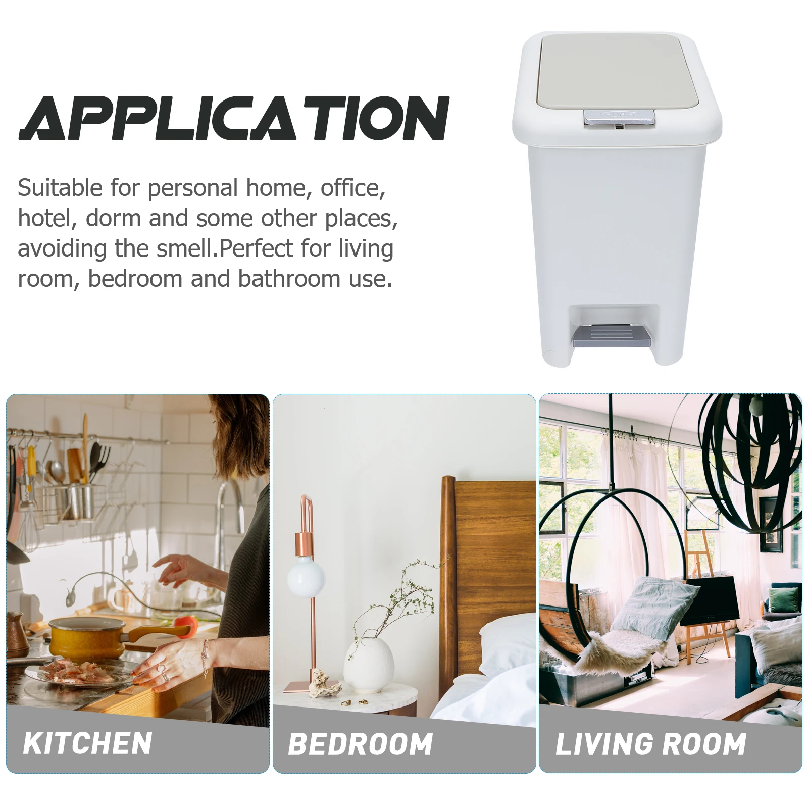 

Pedal Trash Can Bathroom Household Bin Kitchen Wastebasket Compact Floor Waste Container Dorm Hotel Office Use Garbage