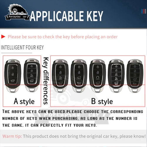 Imagen 2 del producto Funda para llave de coche de PC para Hyundai N Performance Palisade Grandeur Azera Elantra GT Kona accesorios de cubierta protectora de mando a distancia