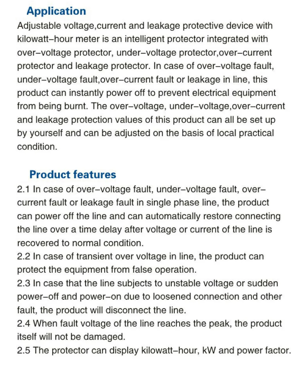 JJMVPD-63LWS WIFI Smart Switch TUYA Energy Meter Kwh Metering 63A Circuit Breaker Timer with voltage current and leakage protect