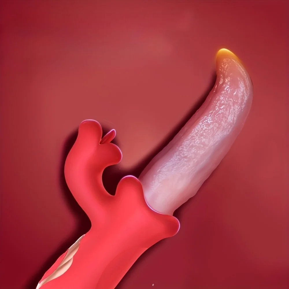Dildo Tongue Vibrator Toys for Women Rose Sex Toy G Spot Vibrators Thrusting Dildos with 10 Licking 10 Swing Vibration Modes 18+