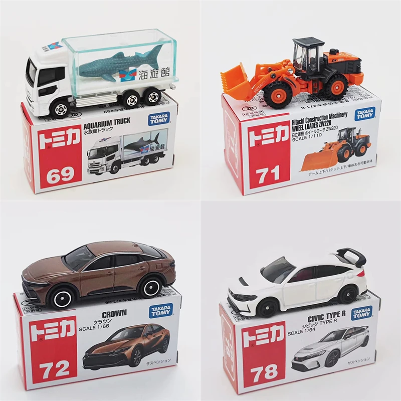 

TOMICA Red and White Box из сплава, автомобильный грейдер, первая помощь, полицейский автомобиль, трактор, такси, транспортный грузовик, фургон, коллекция моделей