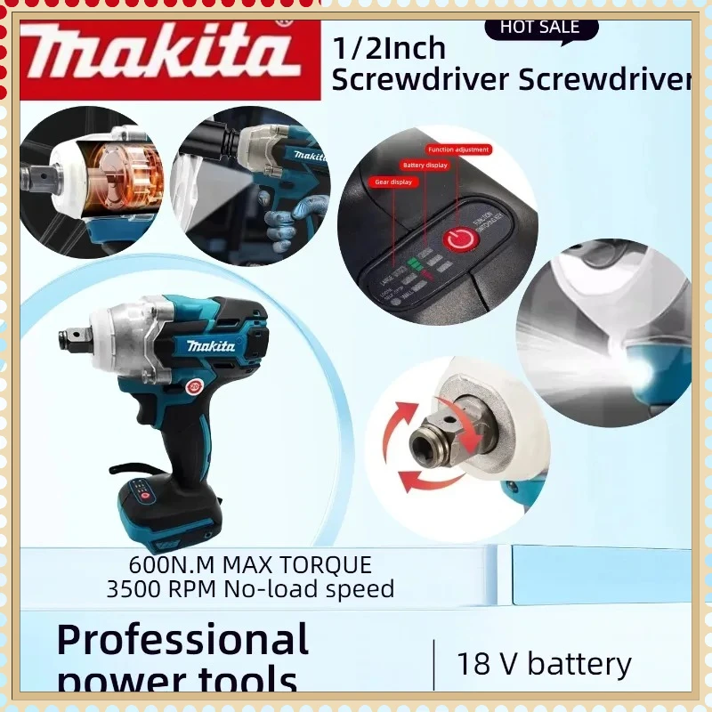 

Бесщеточный ударный гайковерт Makita DTW600, аккумуляторный, для авторемонта, высокомоментный, 18В