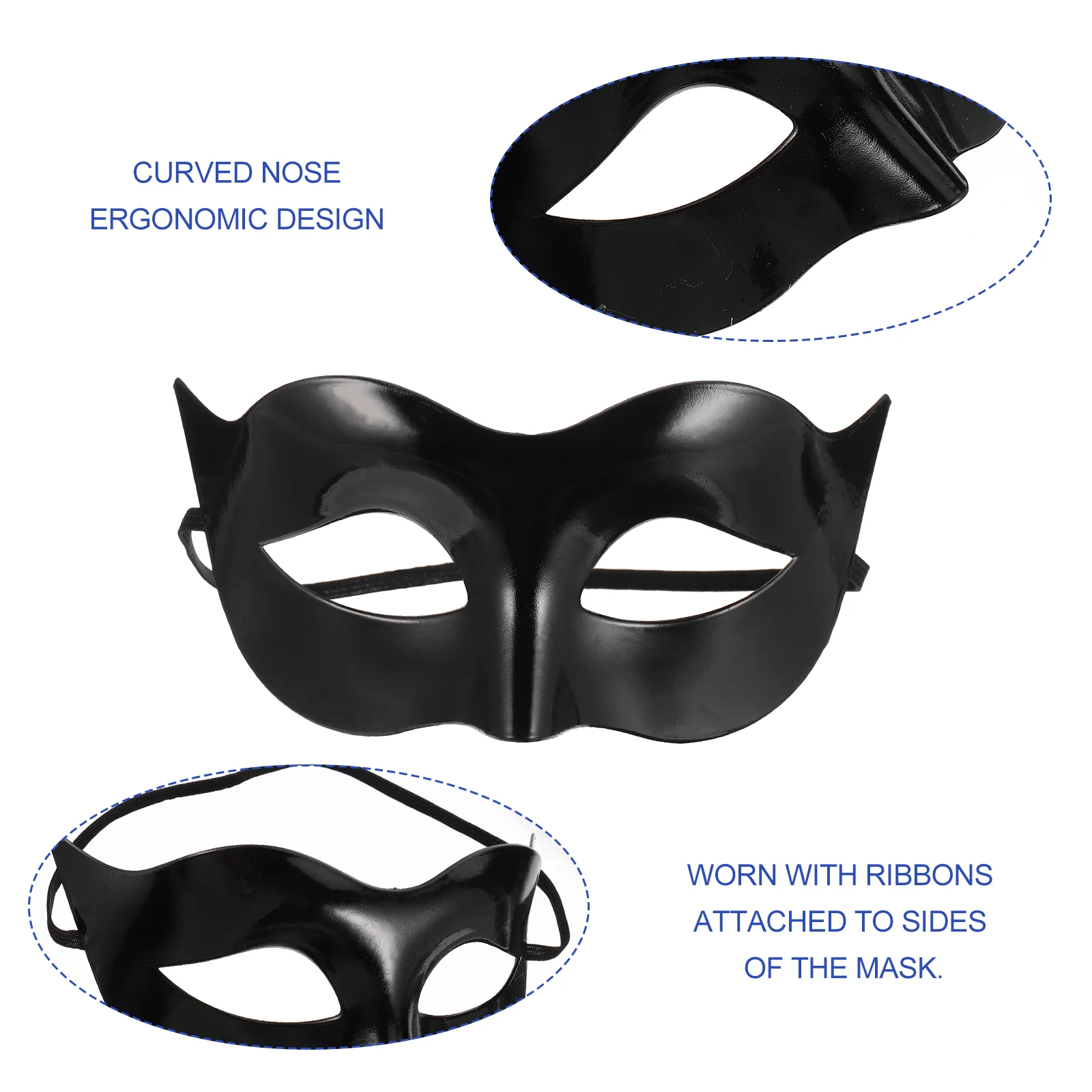 Villain Mask Black Costume Stick Themed Prom Masquerade Eye Party Secret Ribbon