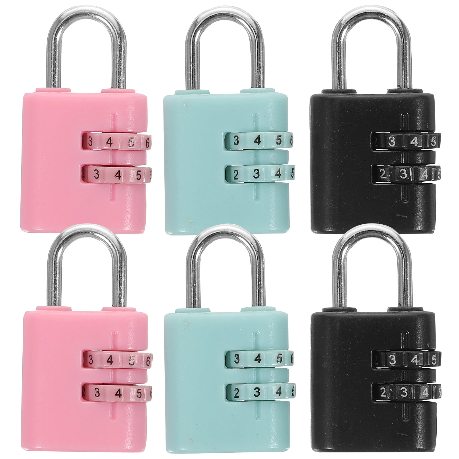

6pcs Cartoon Combination Sturdy Plastic Padlocks Wear-Resistant Lightweight Door Storage Cabinet Fence Gate Locks Home Daily Use
