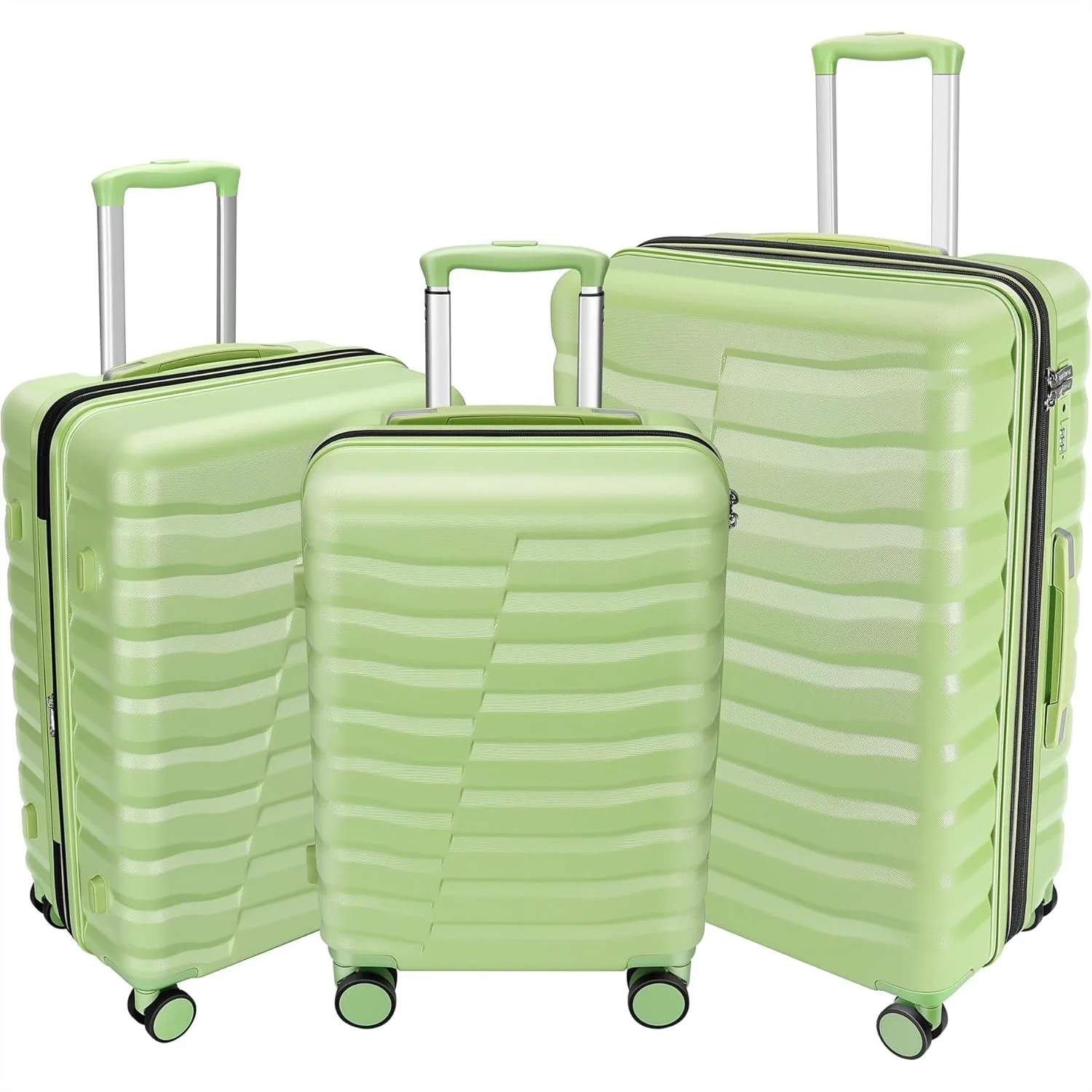 

Lightweight 3-Piece Hardshell Luggage Set with Spinner Wheels & TSA Lock, ABS+PC Travel Suitcase for Air Travel, Light Avocado