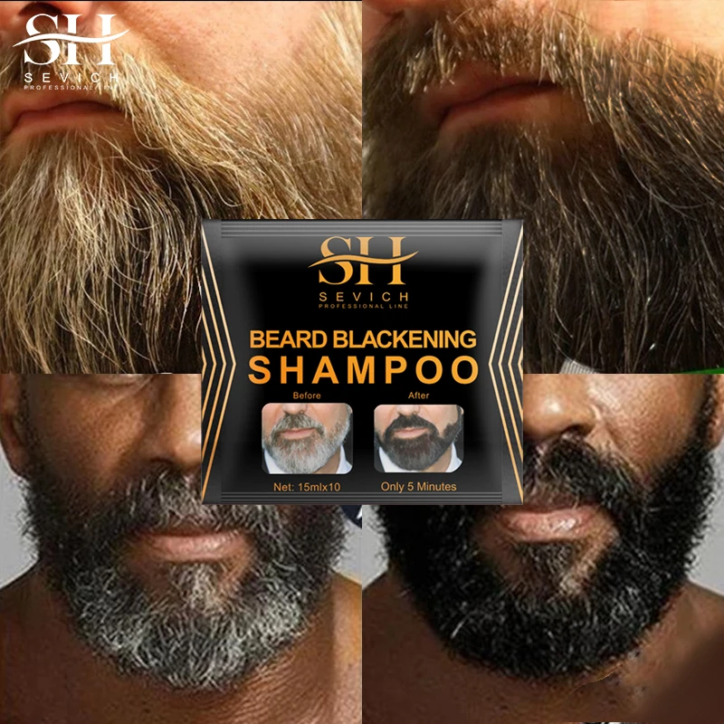 1/10PCS Natural Hair Dye Black Beard Shampoo Plant-Based Natural Long Lasting Permanent Beard Color Shampoo Men's Fashion Tool view 2