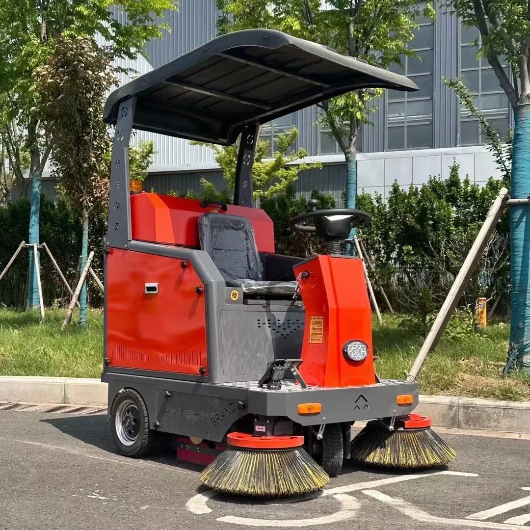Factory 48v Large Can Electric Sweeper 2 Brush Strong Street Cleaning Machine