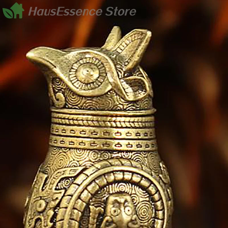 ※1Pc Ancient Owl Zun Bronze Vessel Retro Style Metal Craft Intended For Tea Table Entrance Decor Chinese Latest Model