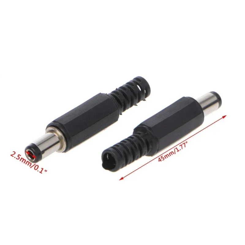 ESCAM-enchufe en línea de CC macho, adaptador de conector Jack, cubierta de plástico, 10 piezas, 5,5x2,5mm, 5,5x2,1mm