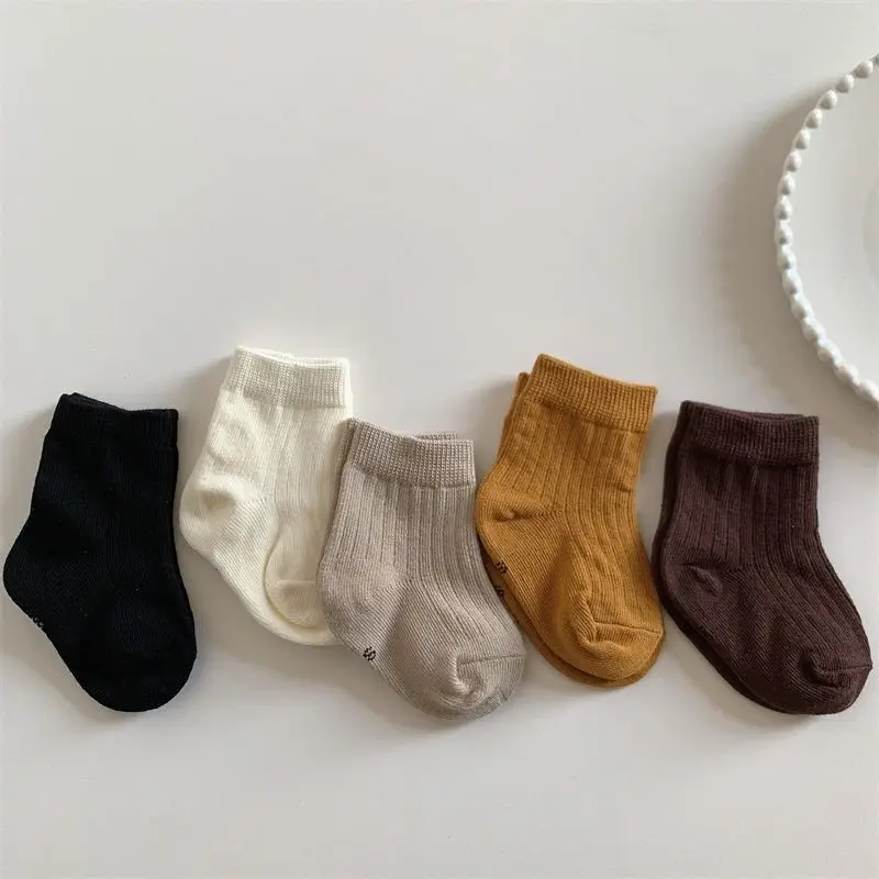 

Весенне-осенние детские носки для детей 0-3 лет, детские короткие носки-трубочки, однотонные базовые простые детские хлопковые носки для студенческой обуви Sokken