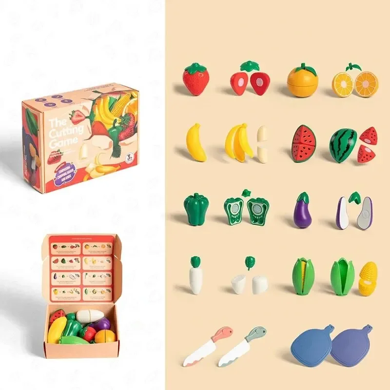 Children Pretend Play Cooking Simulation Food Fruit Vegetable Kitchen Toys Montessori Educational Interactive For Girls