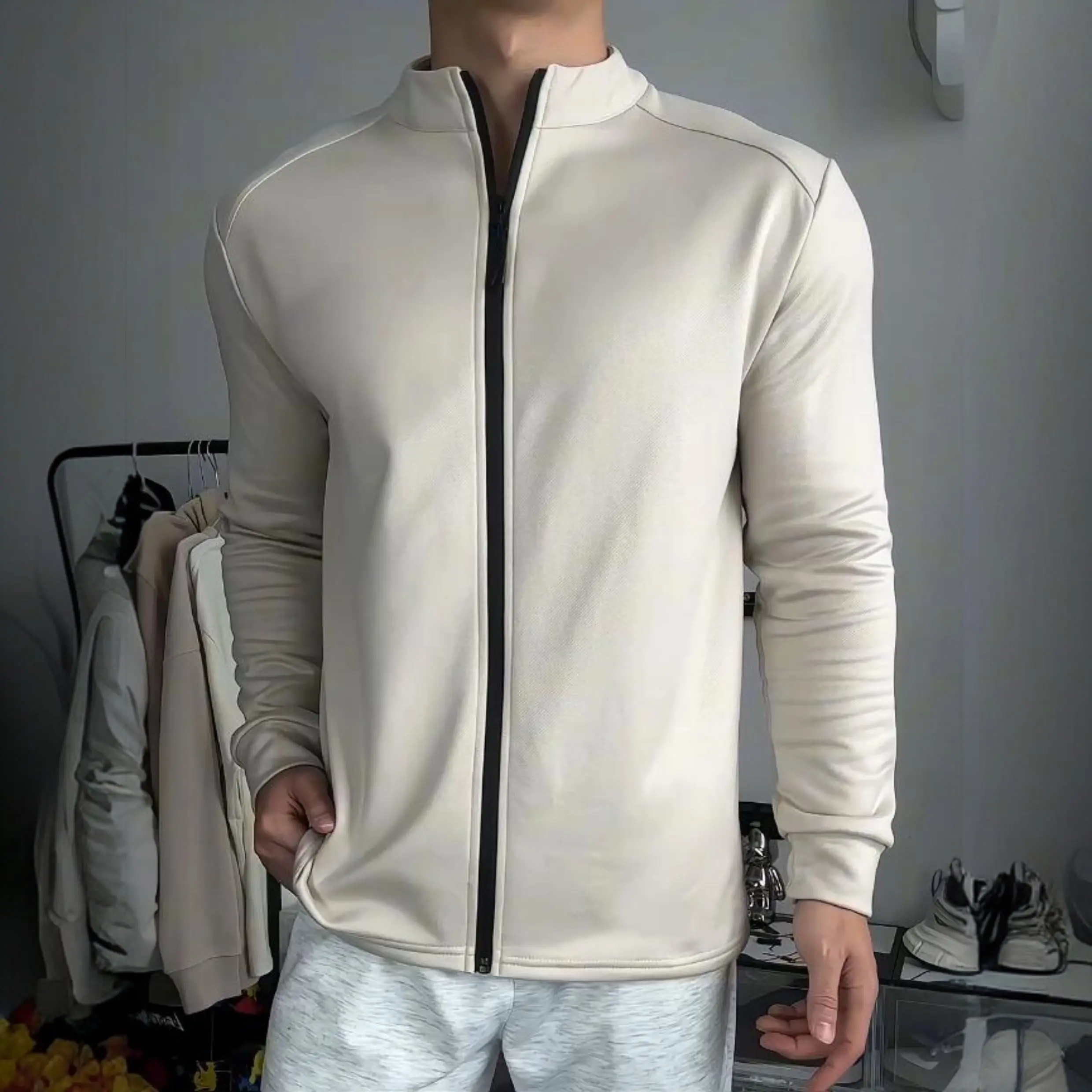 Men's Women's Marathon Running Training Jackets Zipper Cardigan Sweater Slim Fit Sweaters Long Sweatcoats Training Wear Jackets
