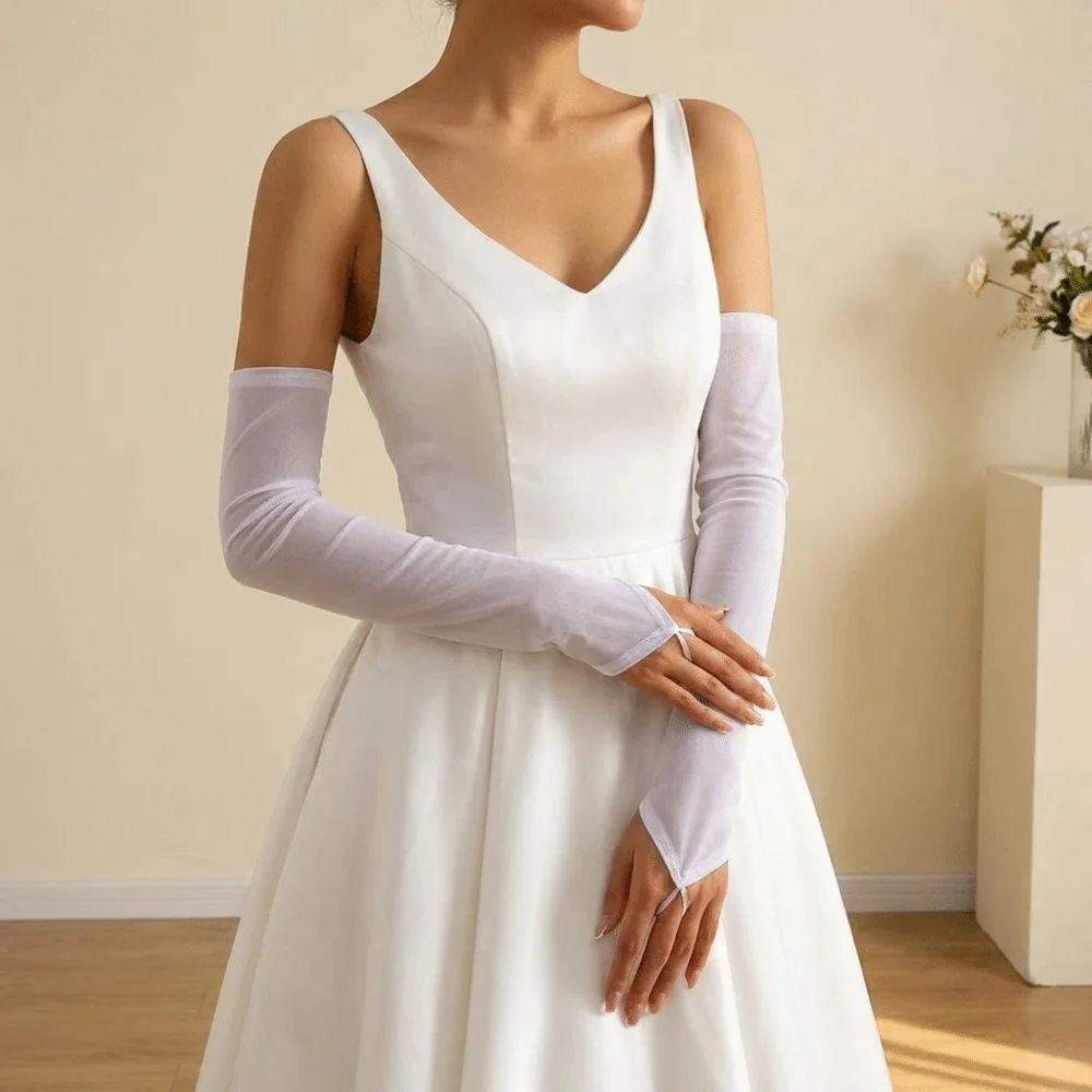 Slim Transparent Mesh Gloves Thin Sheer Long Gloves Sun Protection Elastic Bridal Gown Accessories Party