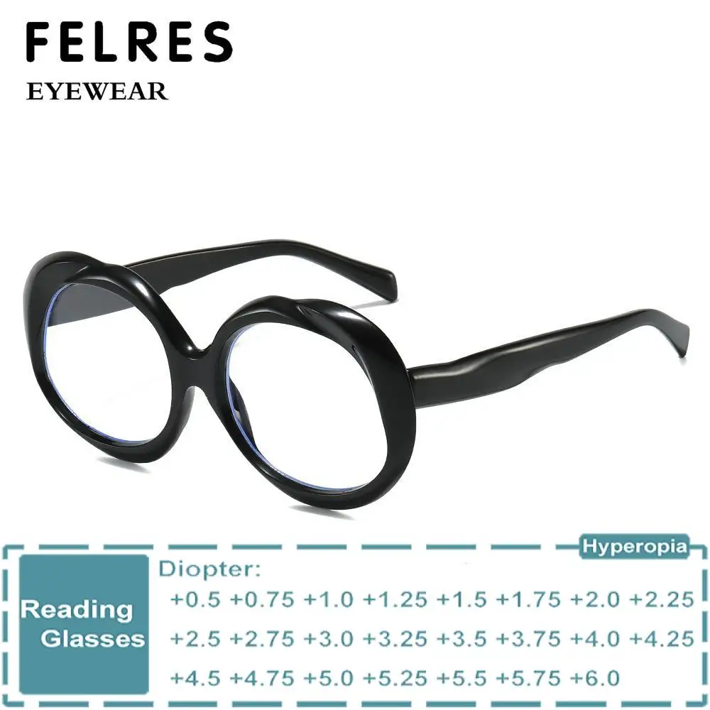 Large Frame Oval  Anti Blue Light Reading Glasses Women Finished Clear Lens Fashion Prescription Glasses Customizable Diopter