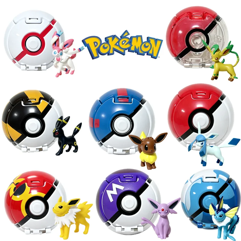 Pokemon Elf Ball Pokeball Anime Figures Eeveelutions Sylveon Umbreon Espeon Leafeon Vaporeon Glaceon Cartoons Model Action Toy ﻿ - view 6