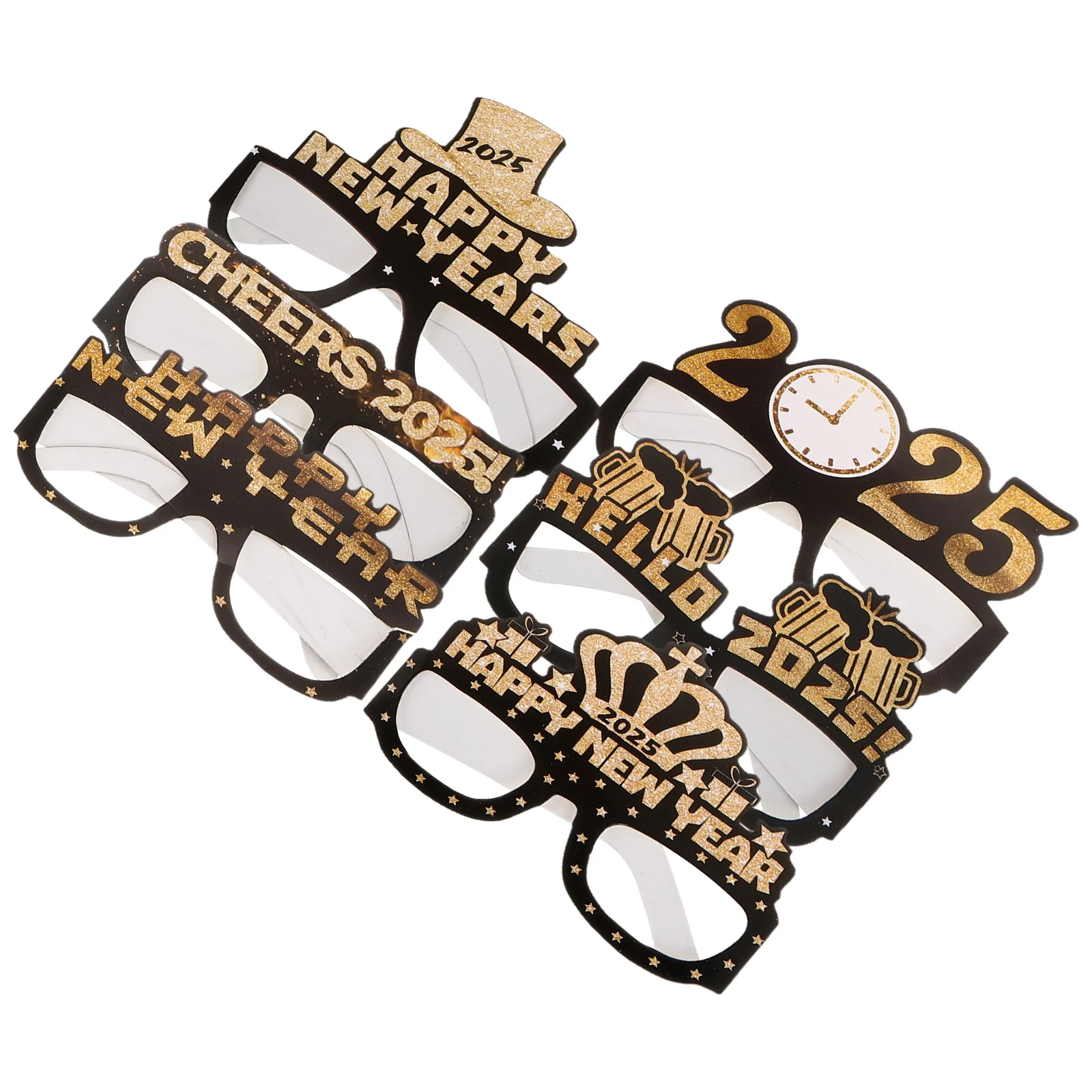 

6pcs Funny Prop Glasses New Years Eve Party Supplies Decorative Accessories 2025 Theme Photo Booth Props Happy New Year