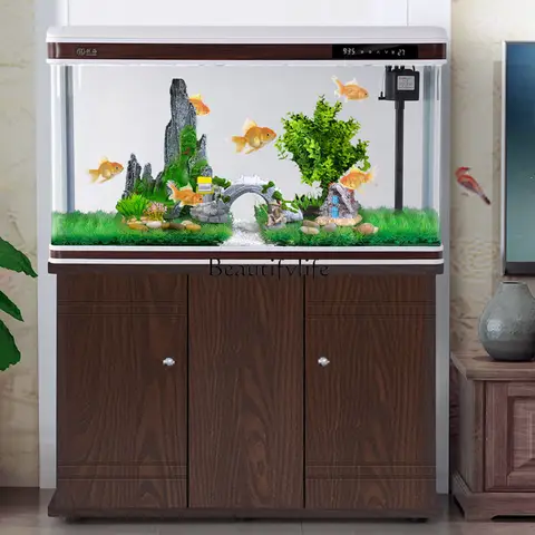 High Quality Large Size Aquarium Fish Tank Large Fish Tank Aquarium with Base Cabinet Vertical Door  Glass Tank