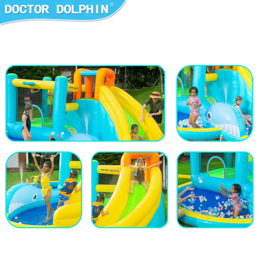 Castillo inflable de tiburón con tobogán, casa de salto, tobogán de agua, castillo inflable para niños, nuevo