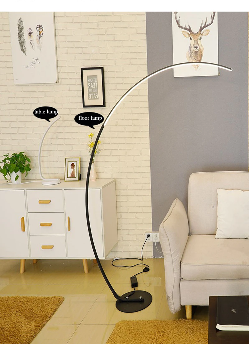 Nordic LED Corner Floor Lamp Simple Black White Floor Light For Dining Room Living Room Bedroom Study Home Decor Stand Light