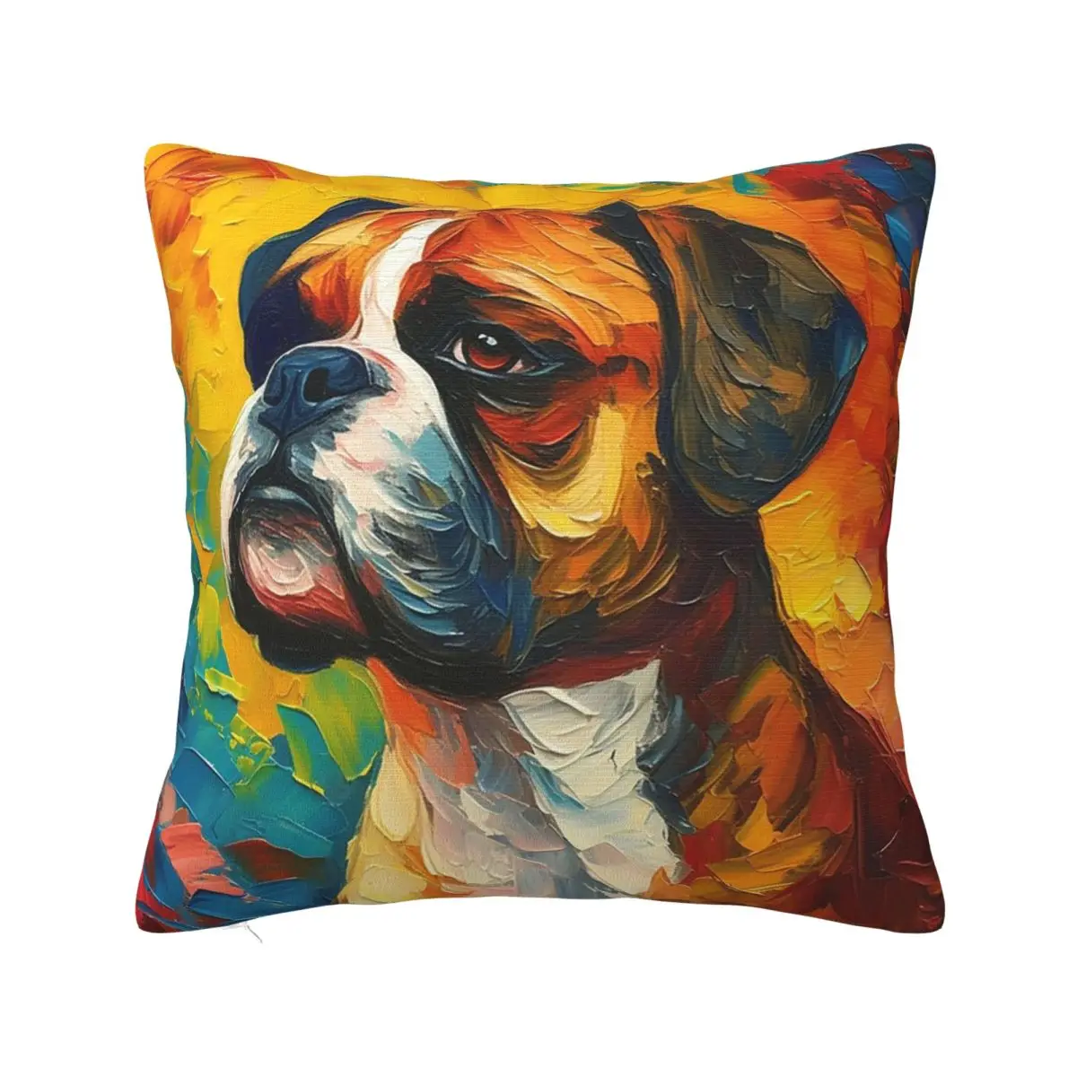 Boxer Dog Dynamo Square Pillowcase Pillow Cover Polyester Cushion Zip Decorative Comfort Throw Pillow for Home Living Room