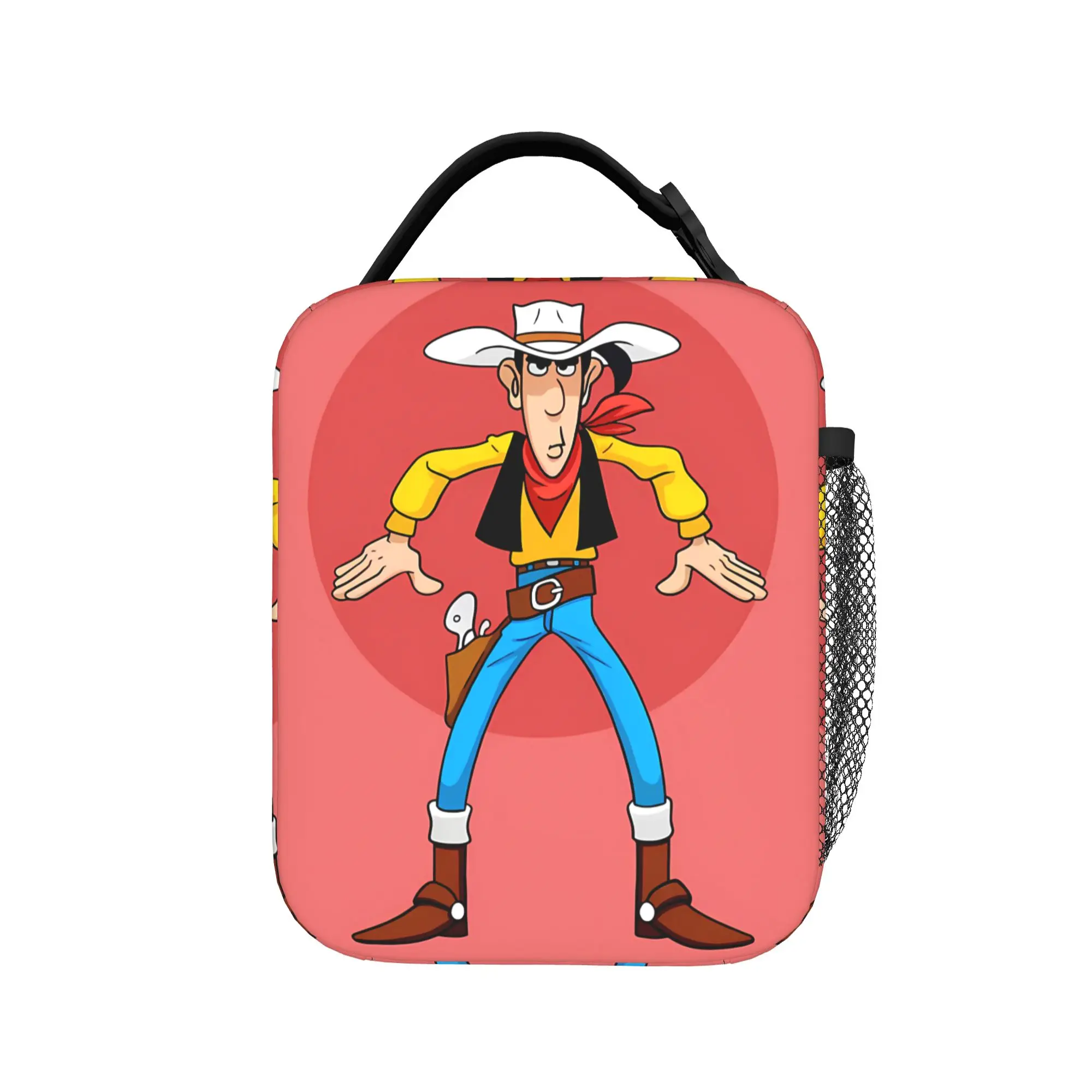 Classic Lucky Luke Standing Lunch Bag  School Lunch Box For Women Cute Designer Tote Food Bags Oxford Convenient Cooler Bag