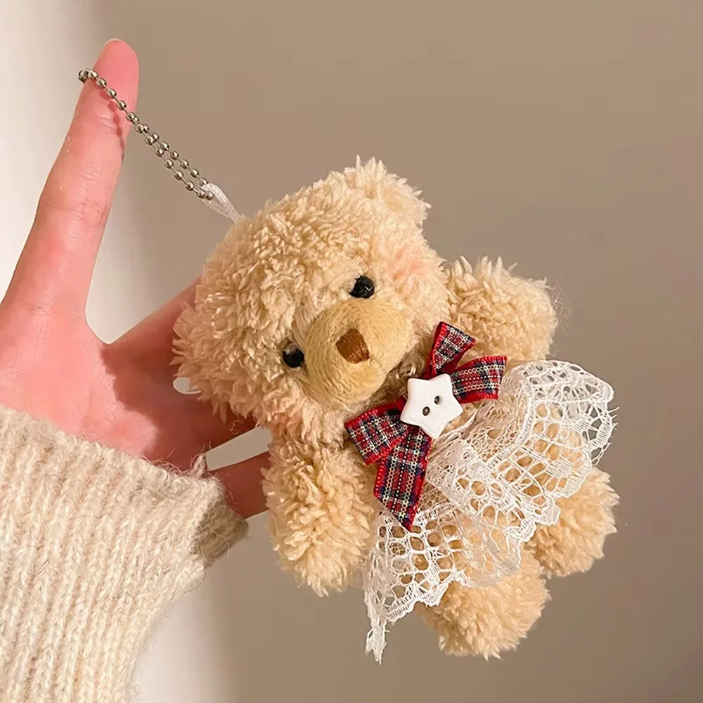 Adorable Hanging Ornament Little Bear Pendant Stuffed Animal Car Key Ring Keychain Bag Charm Cartoon Stuffed Women Girls