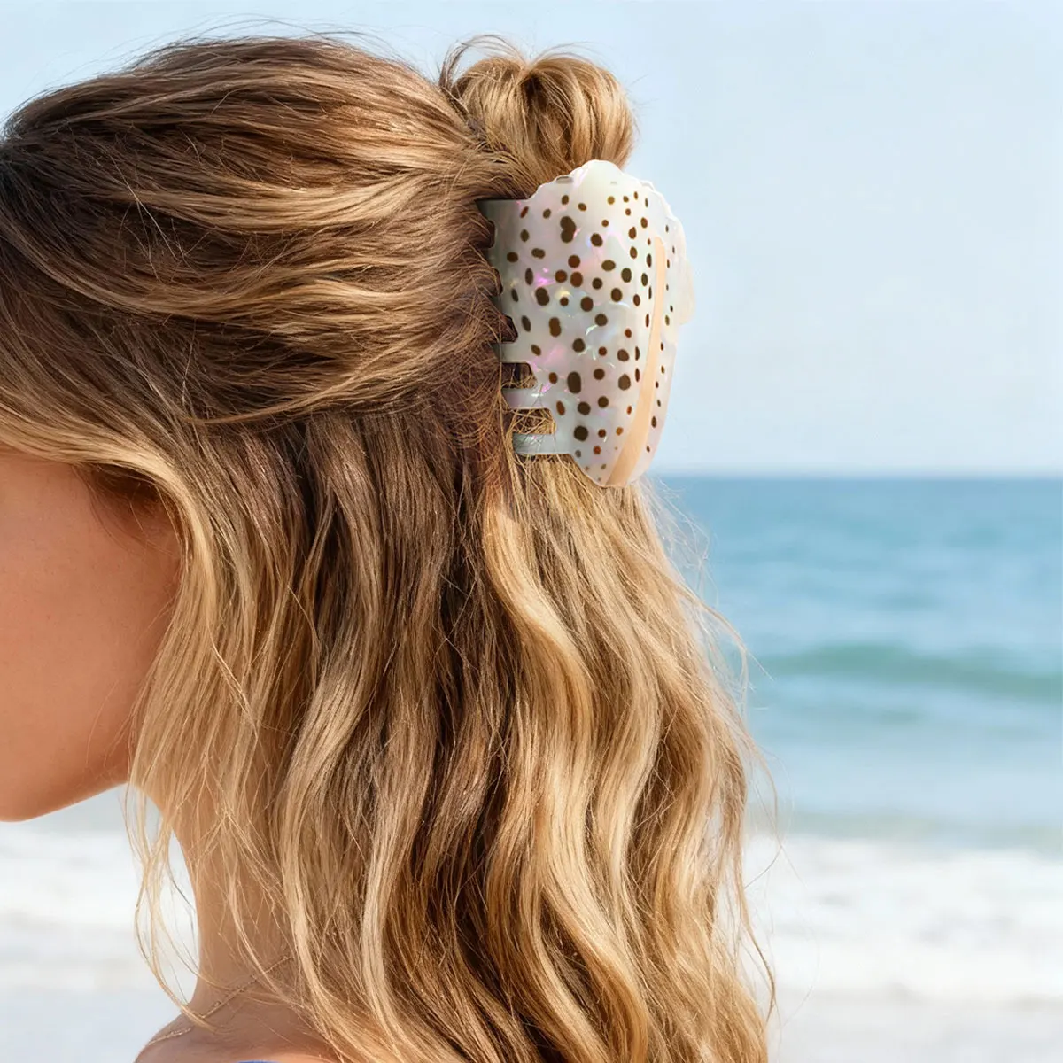 قطعة واحدة من قشرة مخروطية عبرية مخصصة ومخلب شعر على شكل قشرة مخروطية من القماش لقضاء عطلة صيفية في هاواي