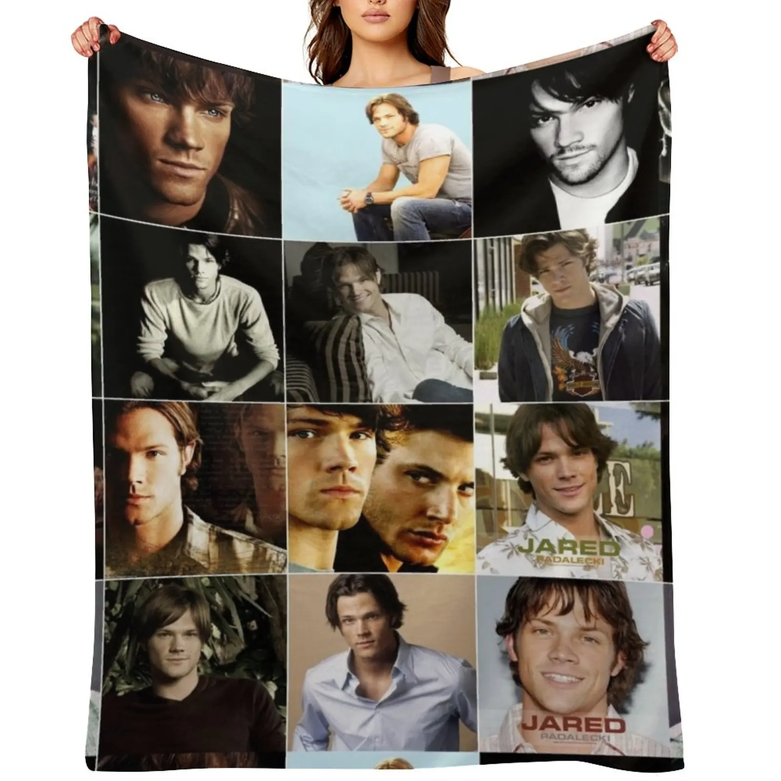 Jared Padalecki American actor Mix Version Ultimate Mural / Collage Edit Fan Art - 1 Throw Blanket warm for winter Blankets