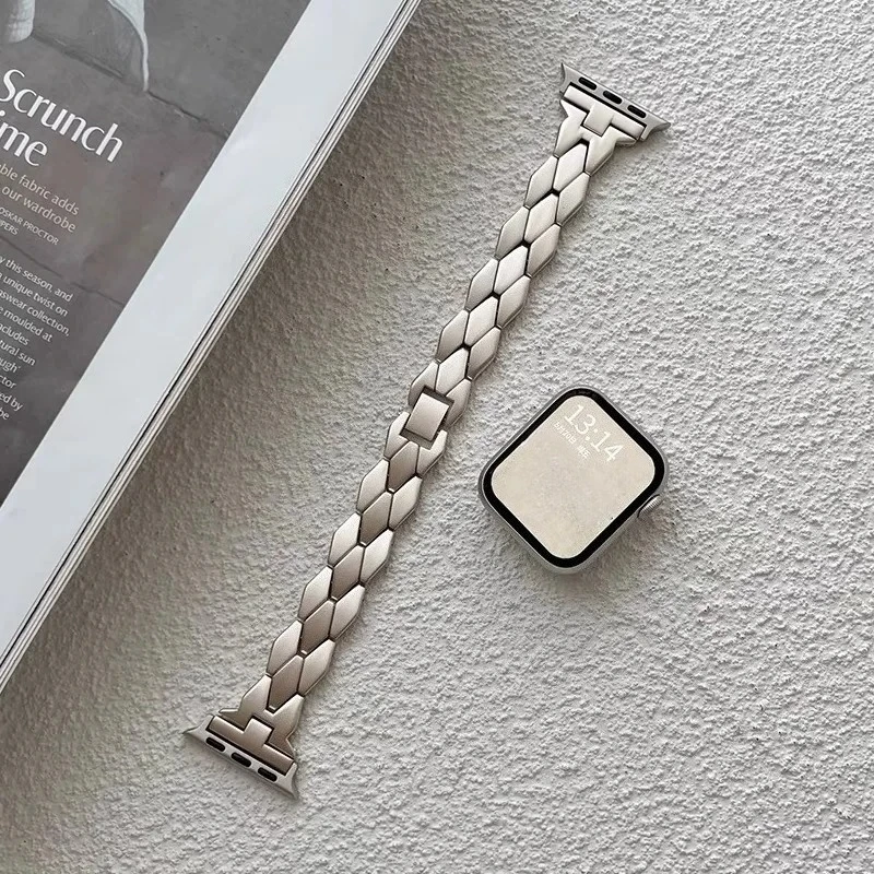 Women Starlight Bracelet For Apple Watch Ultra2 49mm 44 40 46 42 41 45 38mm Stainless Steel Strap for iWatch 10 9 8 7 SE 6 5 4 3