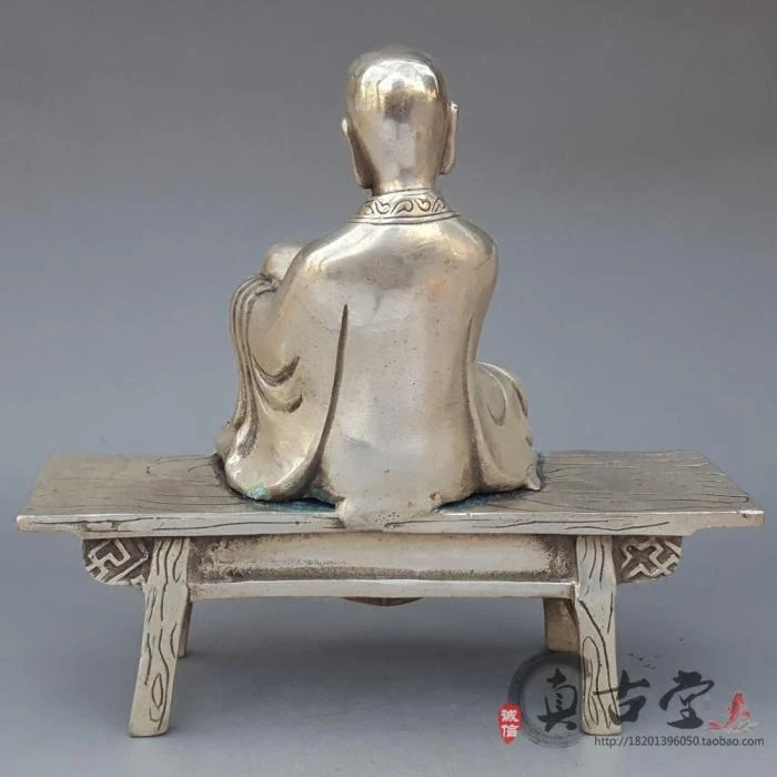 Special Antique Pure Copper Brass Silver-plated Bench Buddha Ornaments Free Buddha Home Decoration Crafts Gifts Antique Collecti