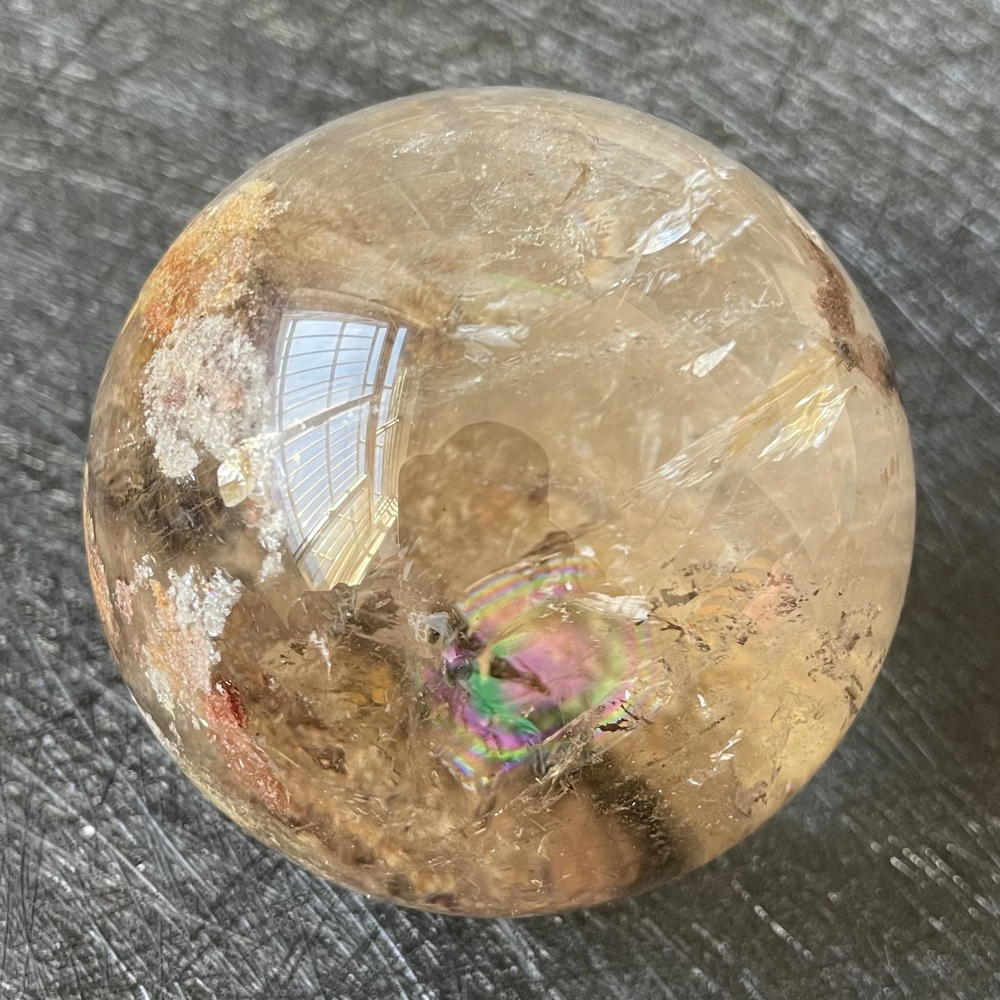 Boule de Clip Naturel de 453g, Sphère Fantôme Verte, Décoration de Roche Tourmaline, Quartz Rugueux Poli, Pierre de Guérison A23