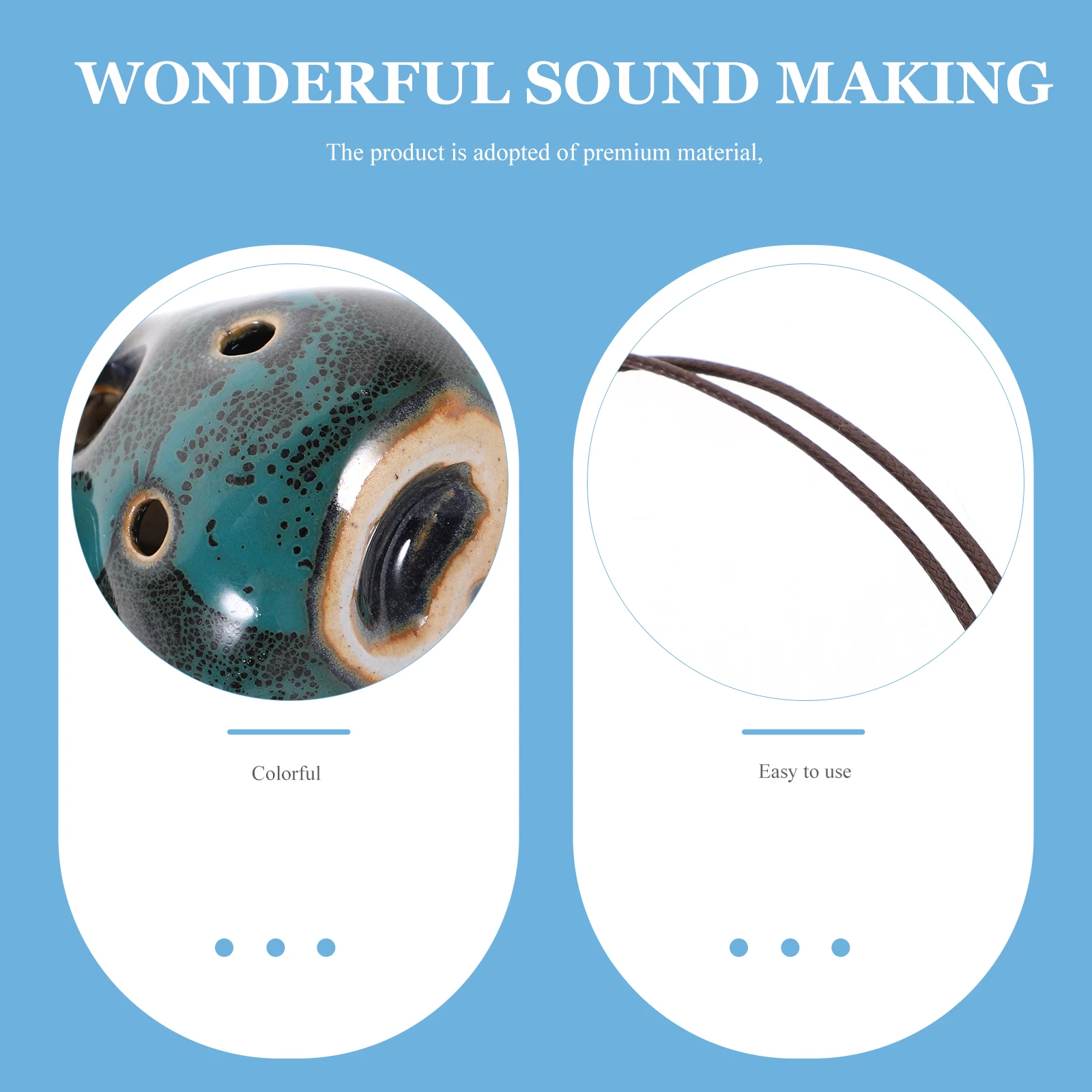 

Medium C Ceramic Ocarina 6 Hole Beginner Practice Instrument Portable Wind Musical Instrument for Kids Adults