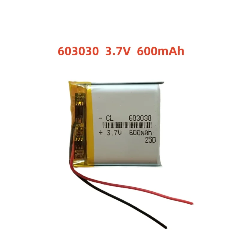 

3.7V 600mAh Li-Polymer Replacement Li Lipo Battery 603030 JST 2Pin 1.0/1.25/1.5/2.0/2.54mm Connector For GPS Camera LED